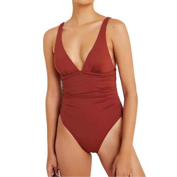 NWT L*Space Sydney One Piece Open Back Swimsuit in Brown Sugar Size 6 | Small - Picture 1 of 16